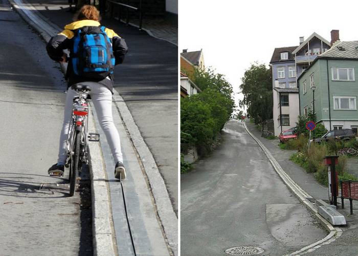 Elektromos kerékpárfelvonó segíti Norvégiában a megfáradt embereket.